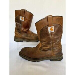Carhartt Work Boots Men’s Size 10.5 Wide Brown Leather Pull-On
